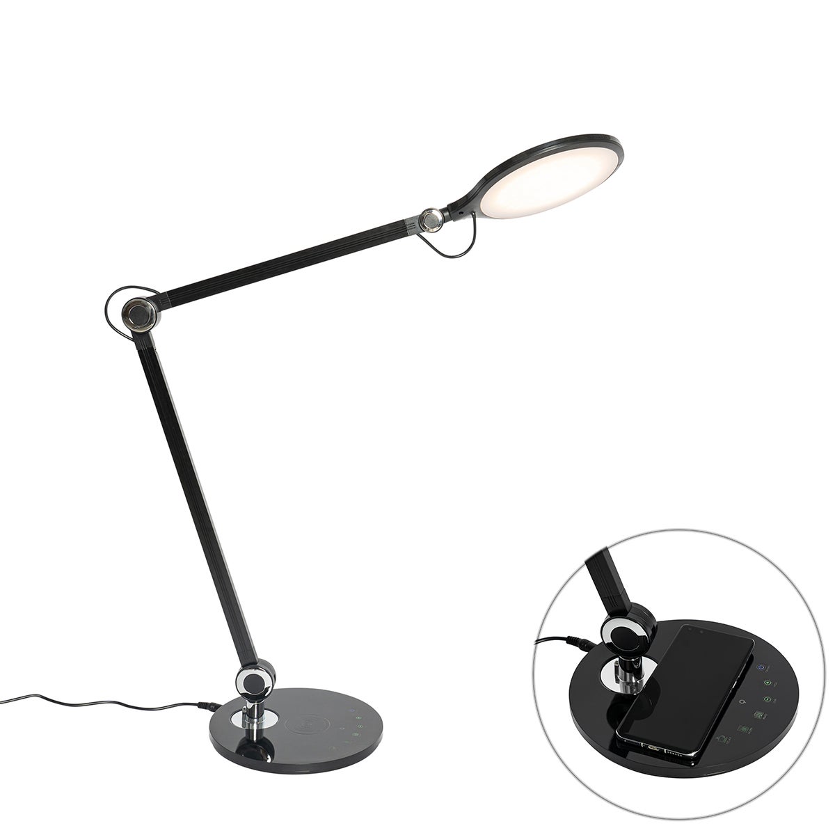 Qazqa nowoczesny lampa stołowa - Don - czarny, led zintegrowana 10w zestawie, Integrated led, 3000k - 6500k, ściemnialny