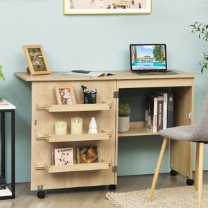 Hbluefat Scaffale Da Scrivania 2 Ripiani In Legno E Metallo - Organizer Regolabile E Impilabile Per Ufficio, Casa, Cucina (37x16.5x24 Cm) - 2