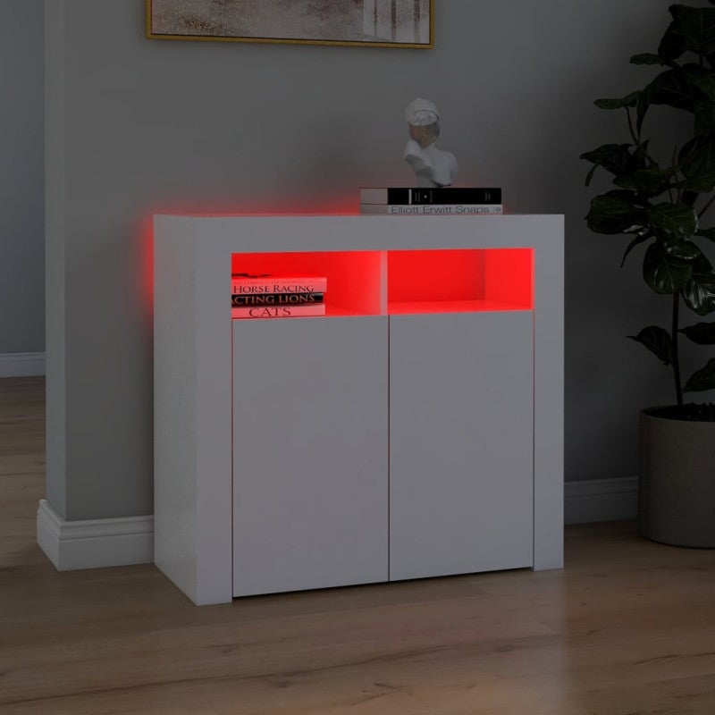 vidaXL Credenza con Luci LED Bianca 80x35x75 cm - 3