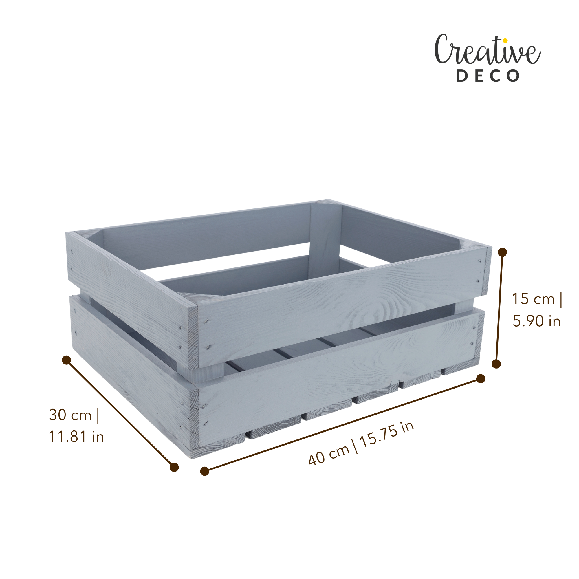 Creative Deco Caisse en Bois Gris | 40 x 30 x 15 cm | Caisse Rangement Bois | Caisse en Bois Vintage | Cagette Bois Deco | Boite Decoration - 9