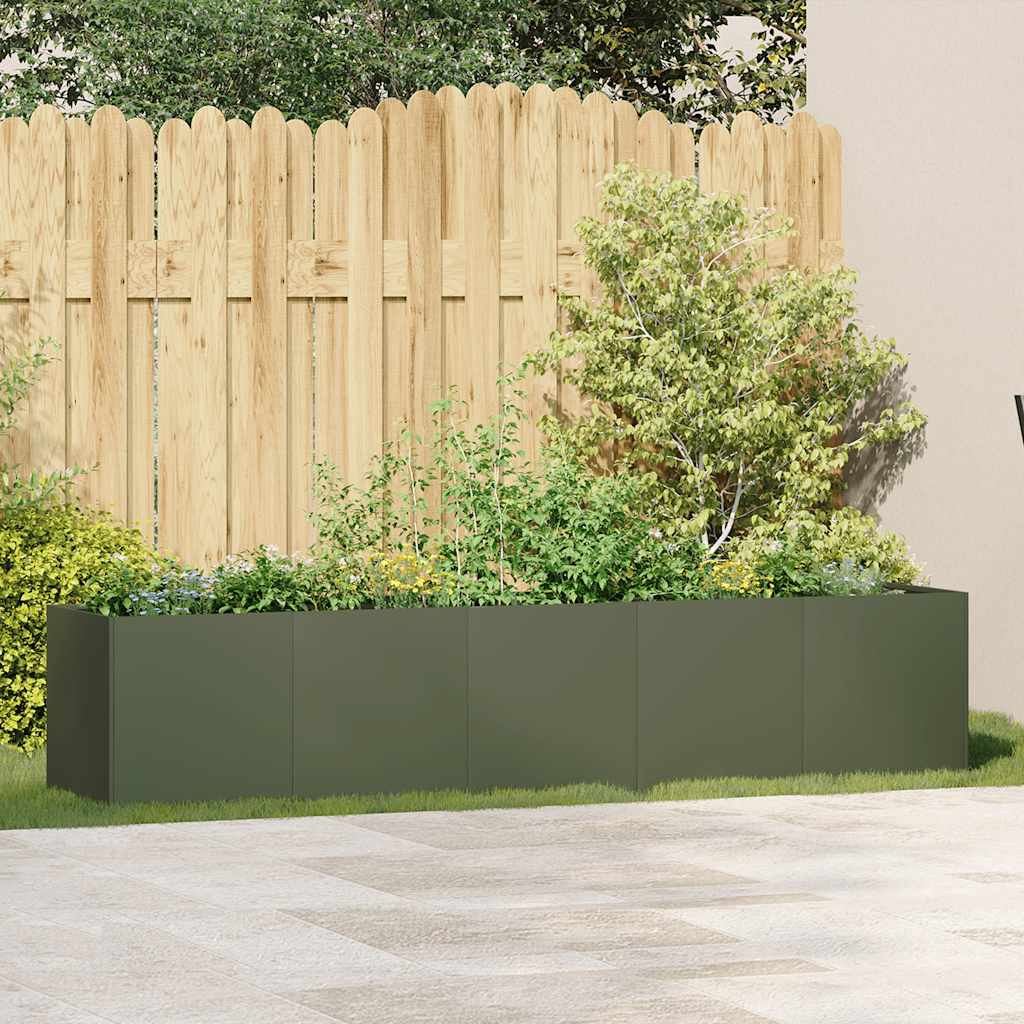 Jardinière，Pot de Fleurs vert olive 200x40x40 cm acier laminé à froid CFW301434 - 3
