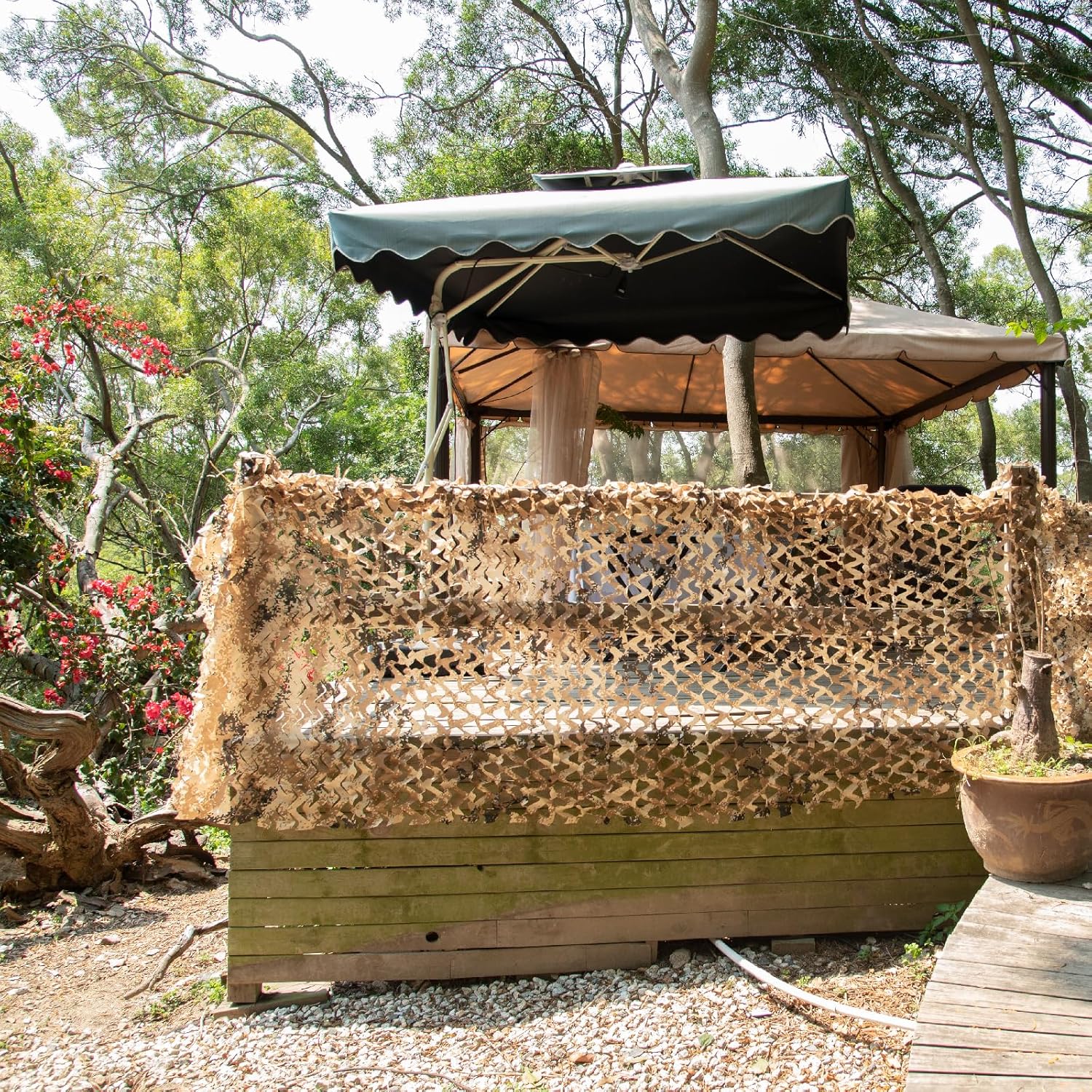 Siatka maskująca – idealna do kamuflażu, polowań i dekoracji – siatka przeciwsłoneczna, 1,5 m x 7 m