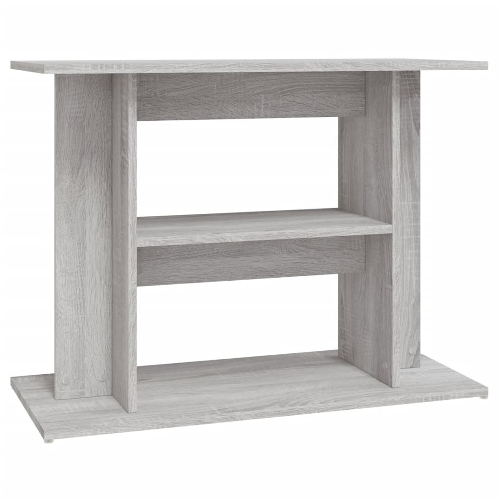 Supporto Per Acquario In Truciolato Gecheer - Dimensioni 80x35x60 Cm, 3 Ripiani, Colore Grigio Sonoma, Resistente All'umidità