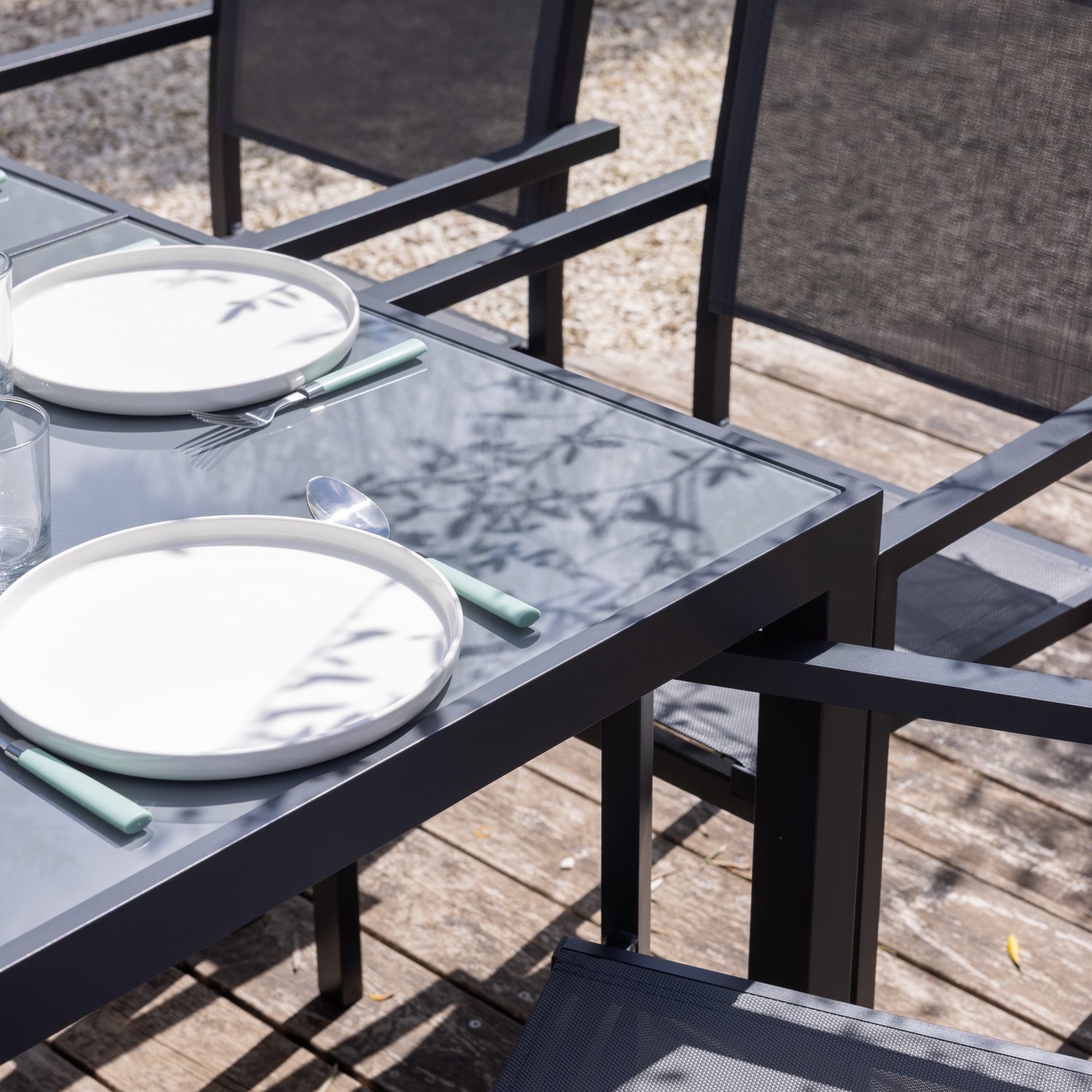 Salon de jardin 8 places gris et aluminium anthracite CAGLIARI - 6