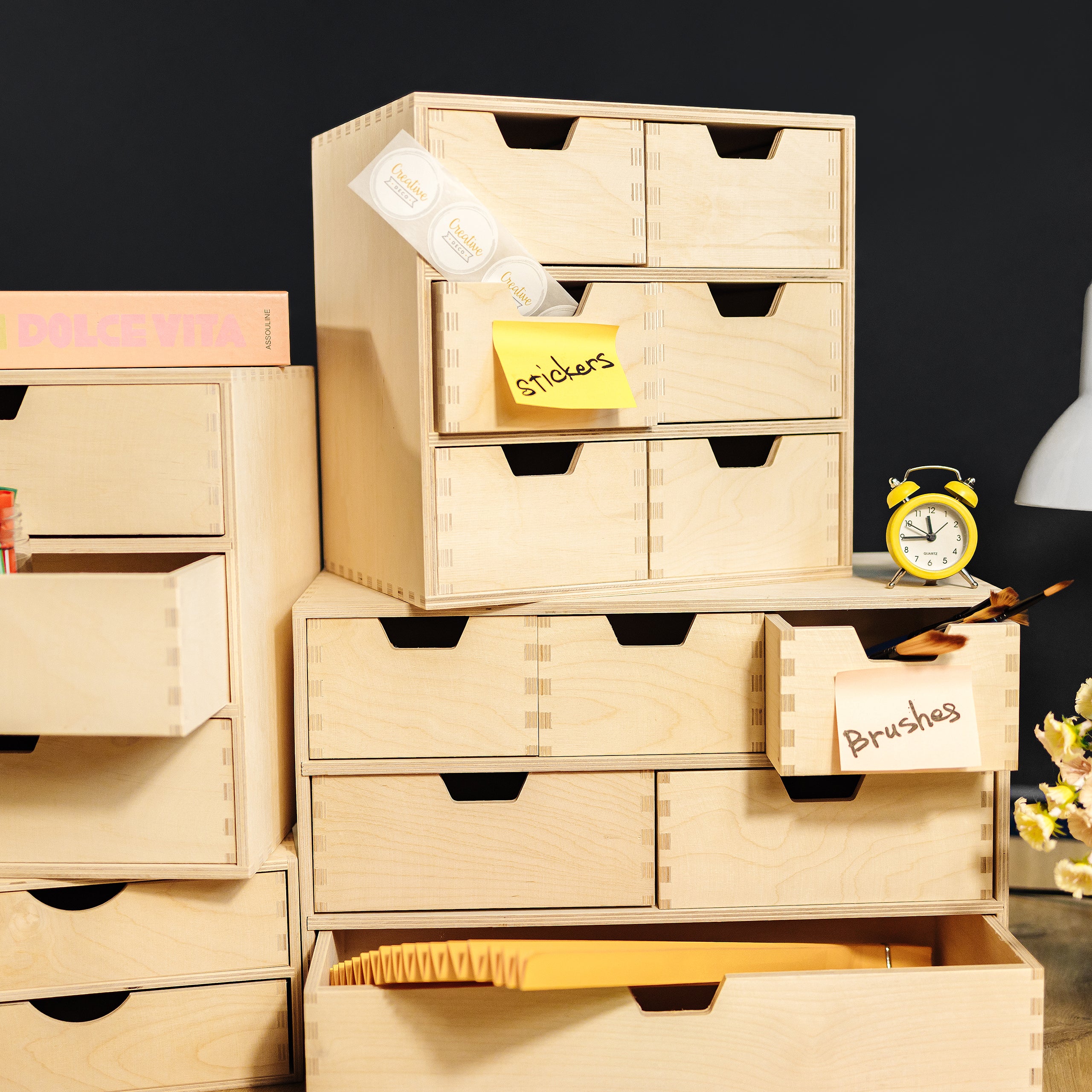 Creative Deco Mini Cassettiera in Legno | 6 Cassetti | 42x20x28.5cm | Scatola Armadio di Stoccaggio | Compensato Non Verniciato | Decoupage e Deco - 9