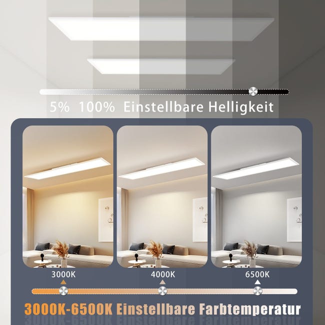 40W Plafoniera LED Soffitto 120x30 CM, Lampada Soffitto Pannello LED Dimmerabile con Telecomando, Lampada Multifunzione 2700K-6500K per Camera da Letto, Soggiorno, Bagno, Studio, Corridoio 40W Plafoniera LED Soffitto 120x30 CM, Lampada Soffitto Pannello LED Dimmerabile con Telecomando, Lampada Multifunzione 2700K-6500K per Camera da Letto, Soggiorno, Bagno, Studio, Corridoio