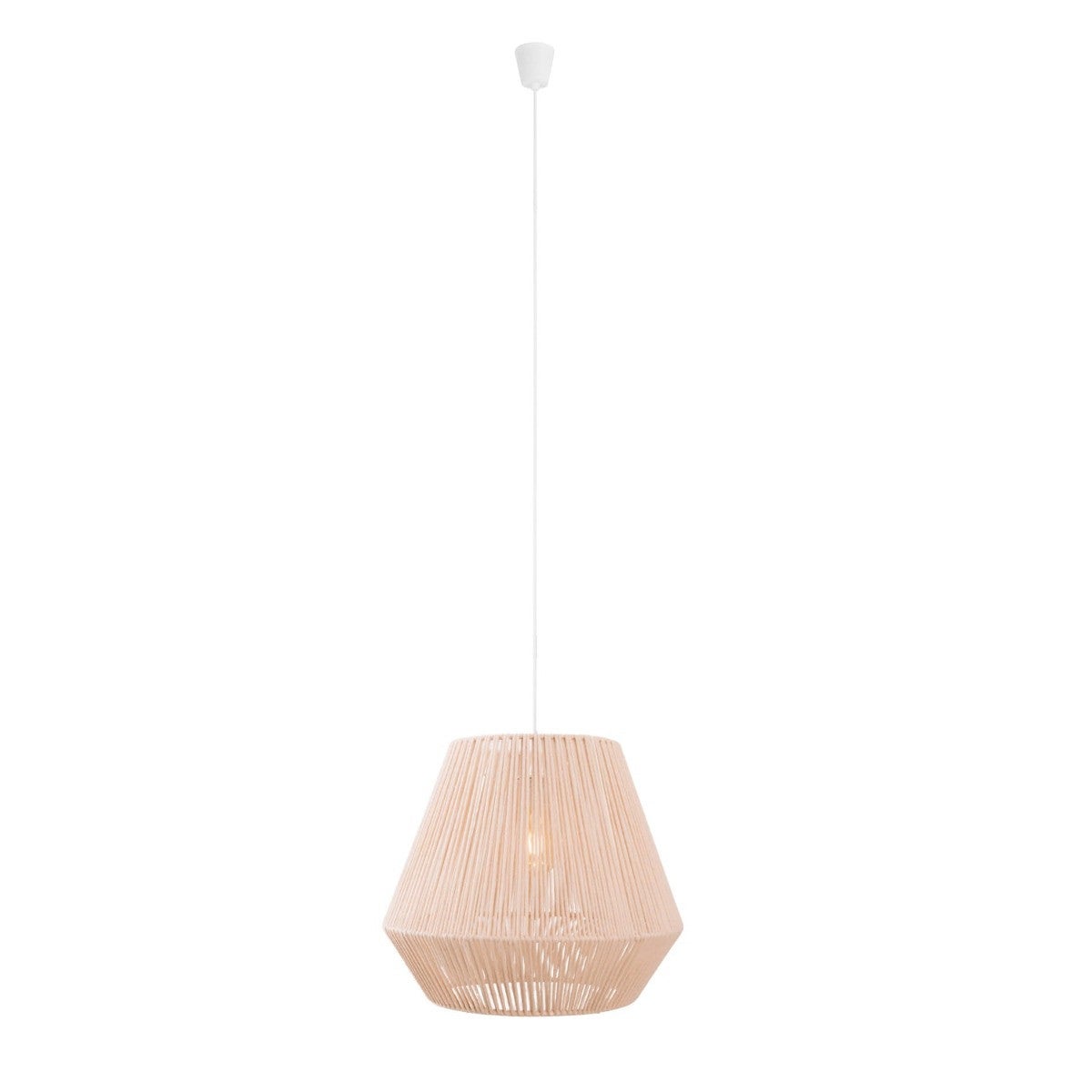 Lampa wisząca Praslin kremowo-biała 1xE27x15W wym: 175 x 44 x 44 cm tkanina Maxlight