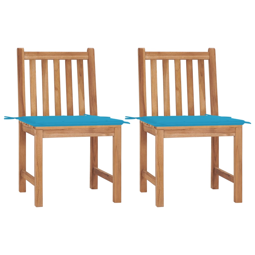 Chaises de jardin 2 pcs avec coussins Bois de teck massif - 2