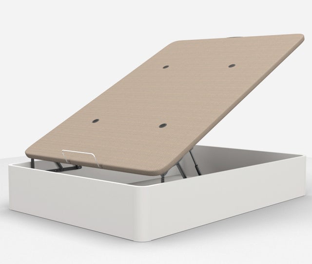DORMIDAN - Canape Abatible de Gran Capacidad con esquinas Redondeadas , Base tapizada 3D transpirable + 4 válvulas aireación, 135x190cm Blanco