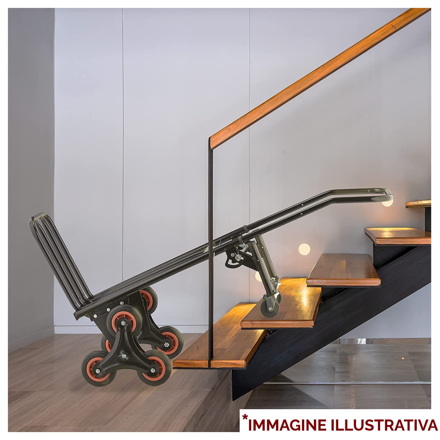 Chariot d'escalier avec 8 Roues, portée Max 200 kg, Chariot Porte-Colis Pliable - 6