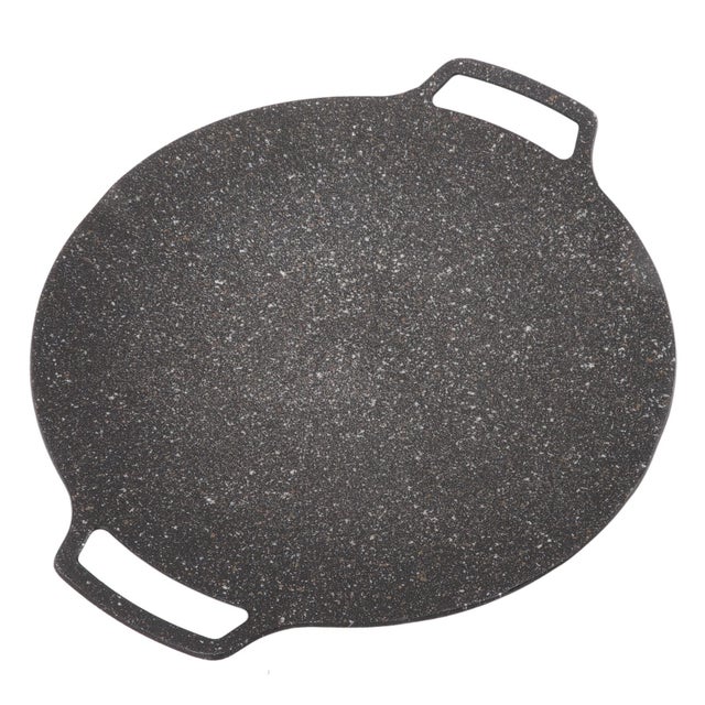 ECHTWERK Poêle à griller en fonte et revêtement émaillé 24cm, poignée en bois amovible, écoulement latéral de la graisse, poêle adaptée aux foyers, BBQ et fours