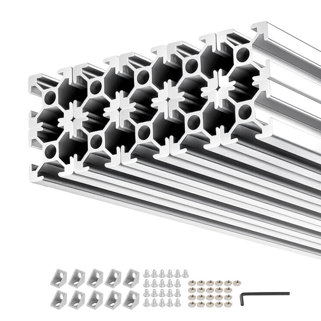 Profile Aluminium Extrude SucceBuy 2020, 10 Barres Anodisees de 1000 mm, Compatible Rainures en T Standard Europeen pour Chassis deImprimante 3D