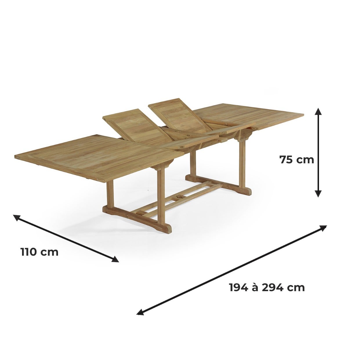 Tavolo rettangolare allungabile Sydney in teak massiccio 194/294 x 110 cm - 6