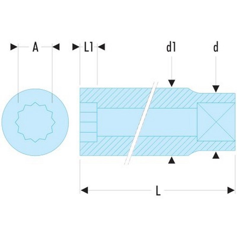 FACOM - Douille 1/2'' 12 pans de 13 mm - S13 - 5