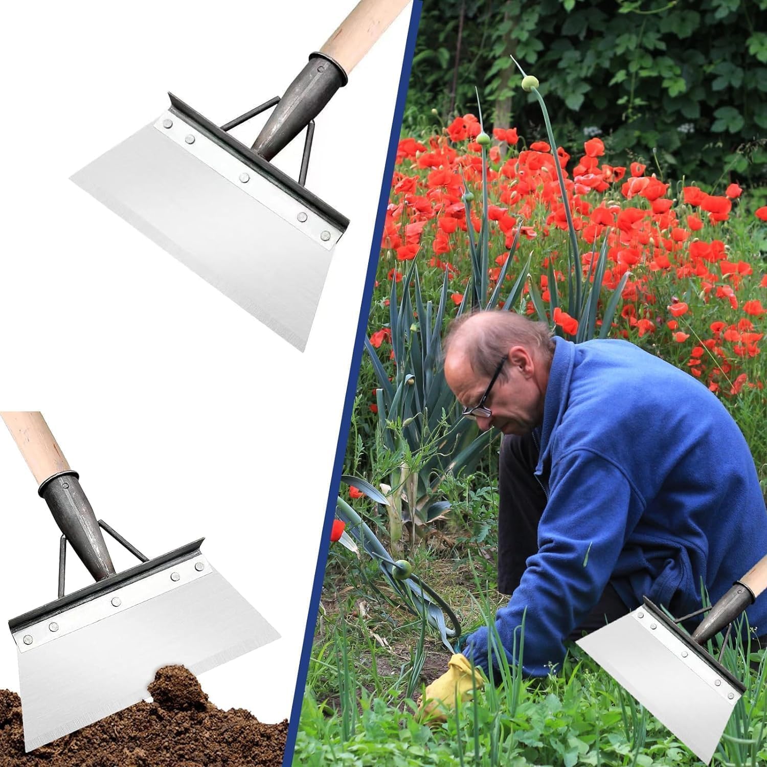 Pelle de Nettoyage multifonctionnelle, Pelle de Nettoyage Multifonction en Acier Inoxydable, grattoir de Jardin pour Mauvaises Herbes et Mousse - 4