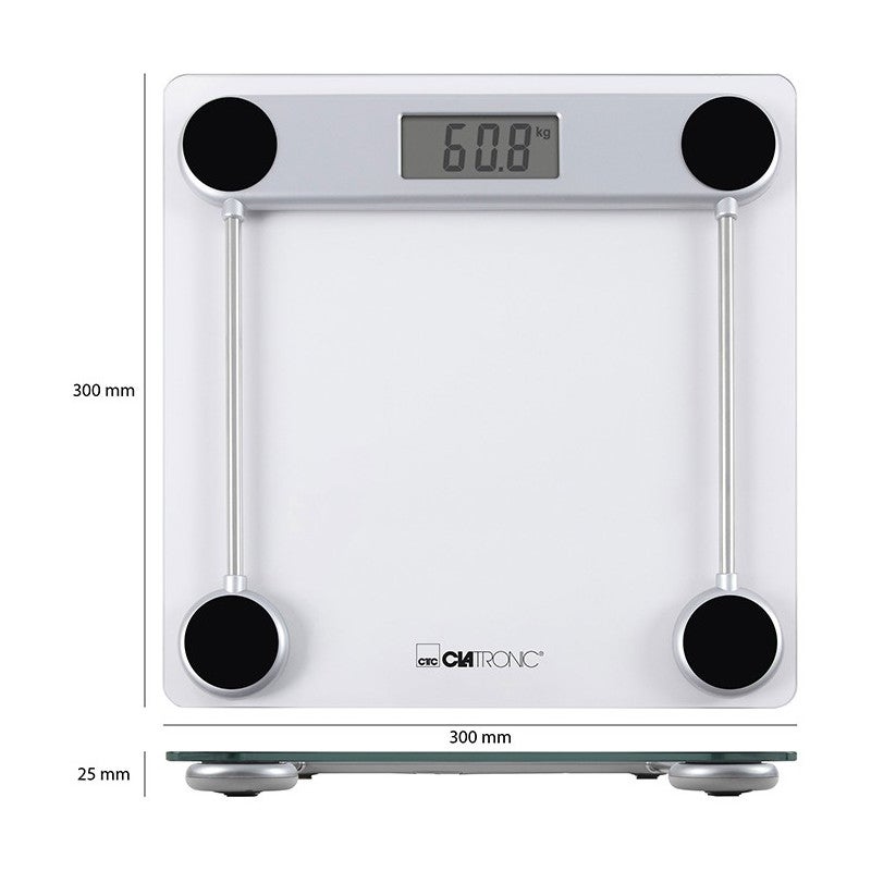 Pèse Personne Electronique verre 150 Kg / 100g Clatronic Transparent PW 3368 - 4