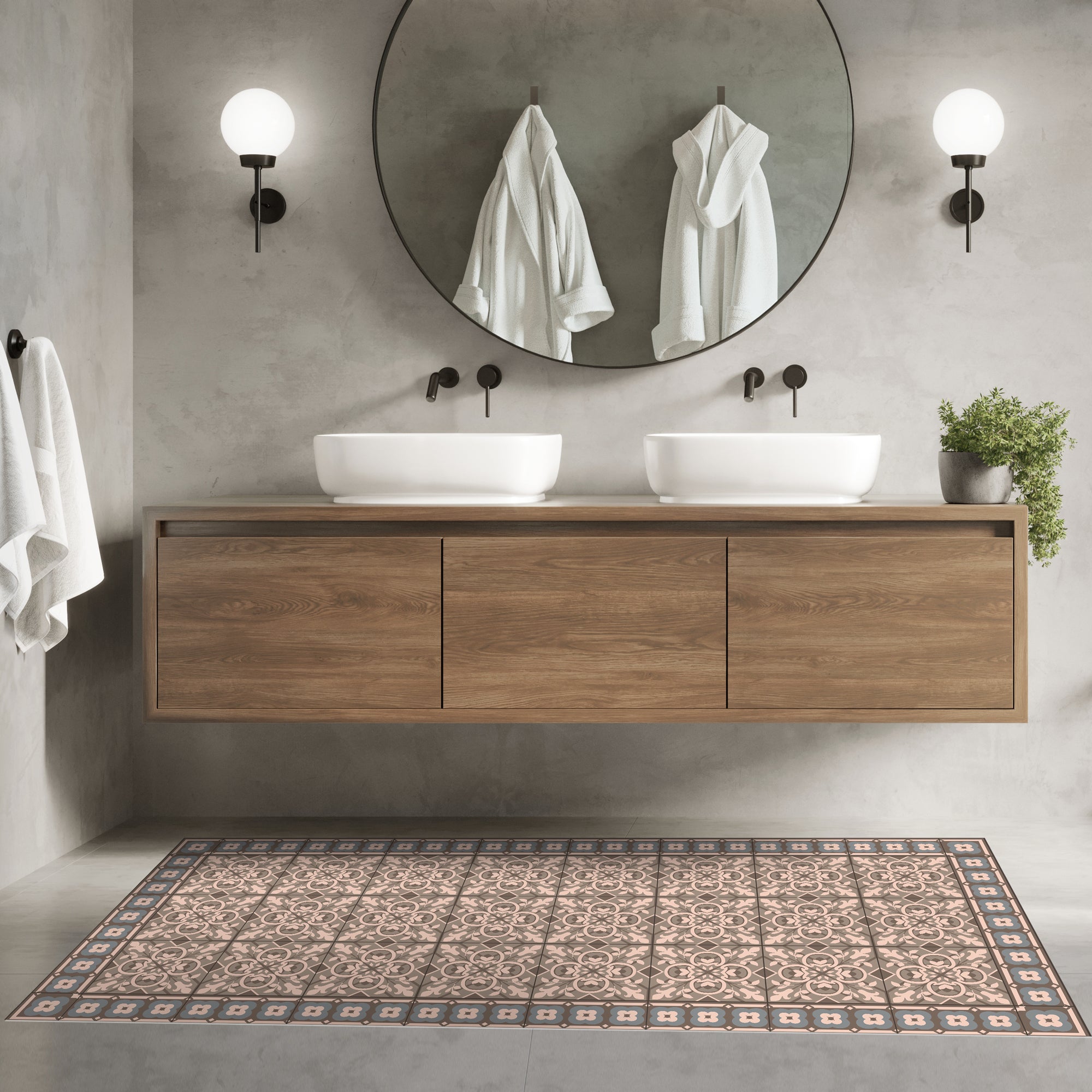 Tapis antidérapant en vinyle Melides 66x150 cm - PVC imprimé, lavable, ignifuge, pour le salon et la cuisine - 4
