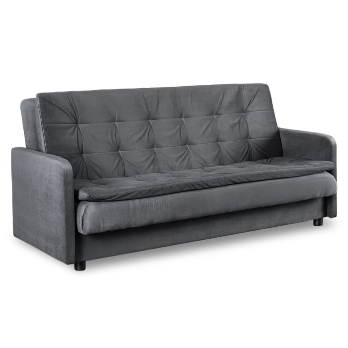 Sofa Kanapa Rozkładana z Funkcją Spania Wersalka Dwuosobowa Szara STELLA
