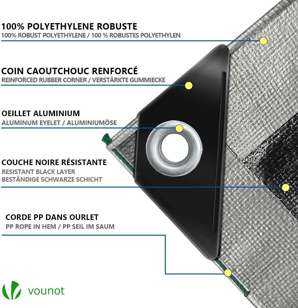 Bâche de Protection en Polyéthylène Bâche Imperméable Ultra Lourde et Résistante Revêtue des Deux côtés avec Oeillets en Aluminium Couverture Étanche - 2