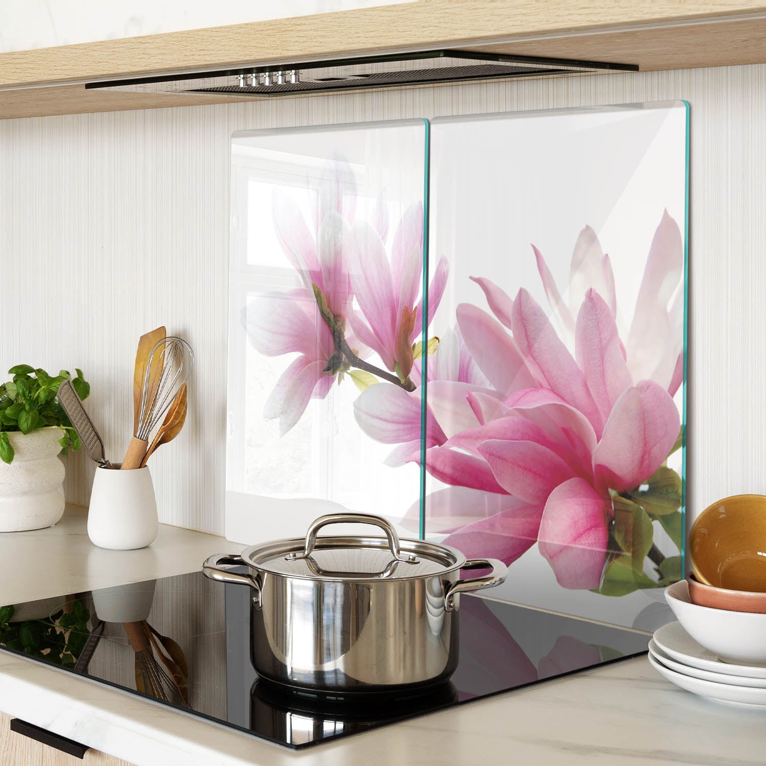 Tulup Planche De Cuisine En Verre 60x52 - Fleur Rose