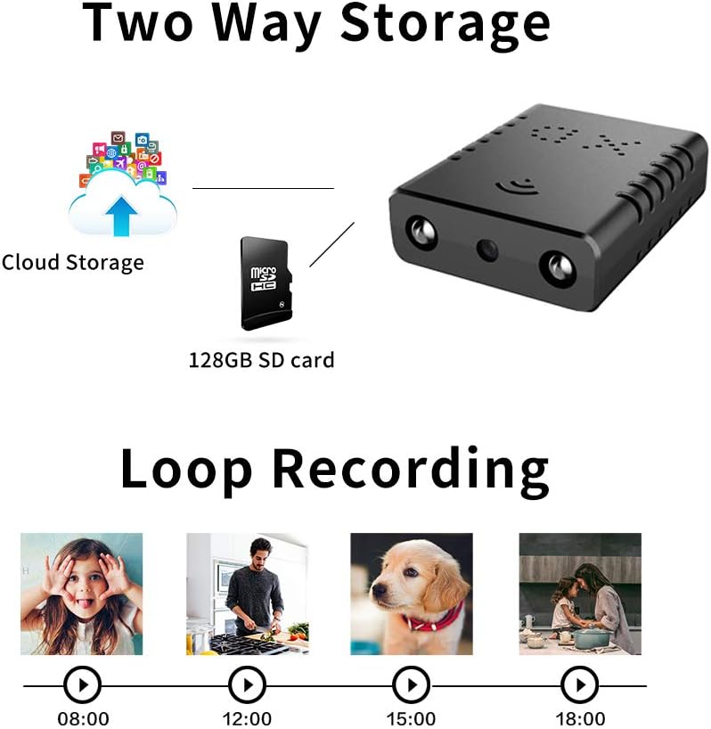 Mini caméra espion cachée WiFi HD d'intérieur pour la maison, avec détection de mouvement, vision nocturne et stockage cloud pour iPhone, Android - 4