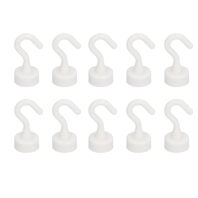Pachet de 10 cârlige magnetice albe robuste, fabricate din ABS compact, pentru frigider și cuptor cu microunde, 5 kg