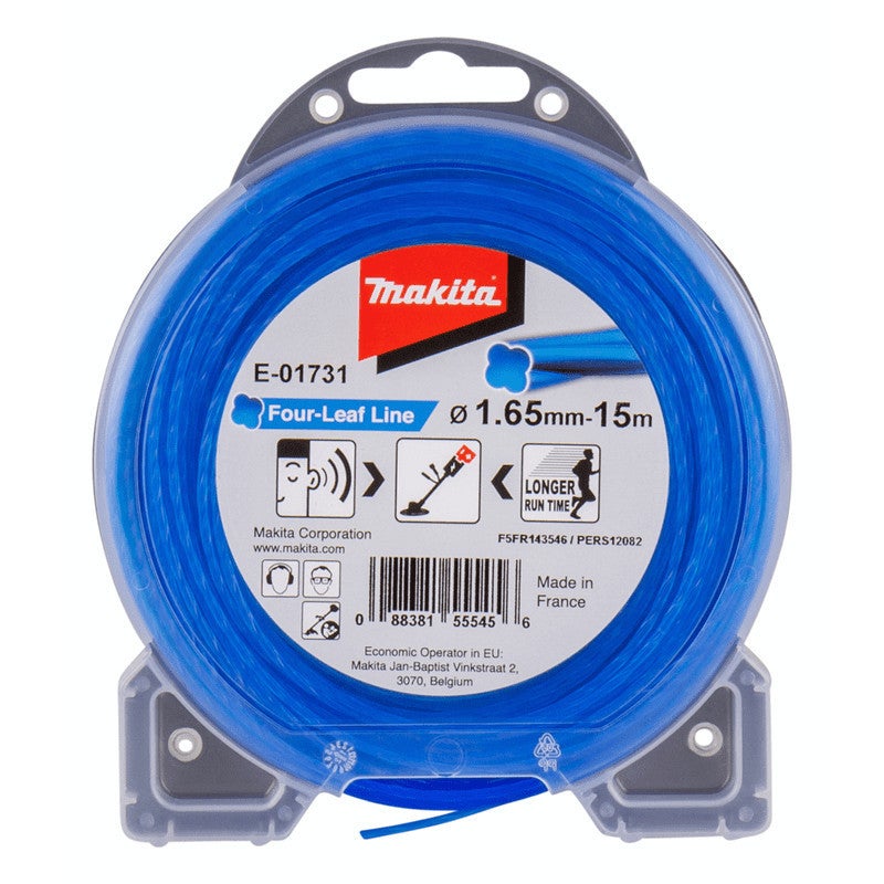 Makita Żyłka tnąca do kosy czterolistna niebieska 15 m Ø 1,65 mm - E-01731