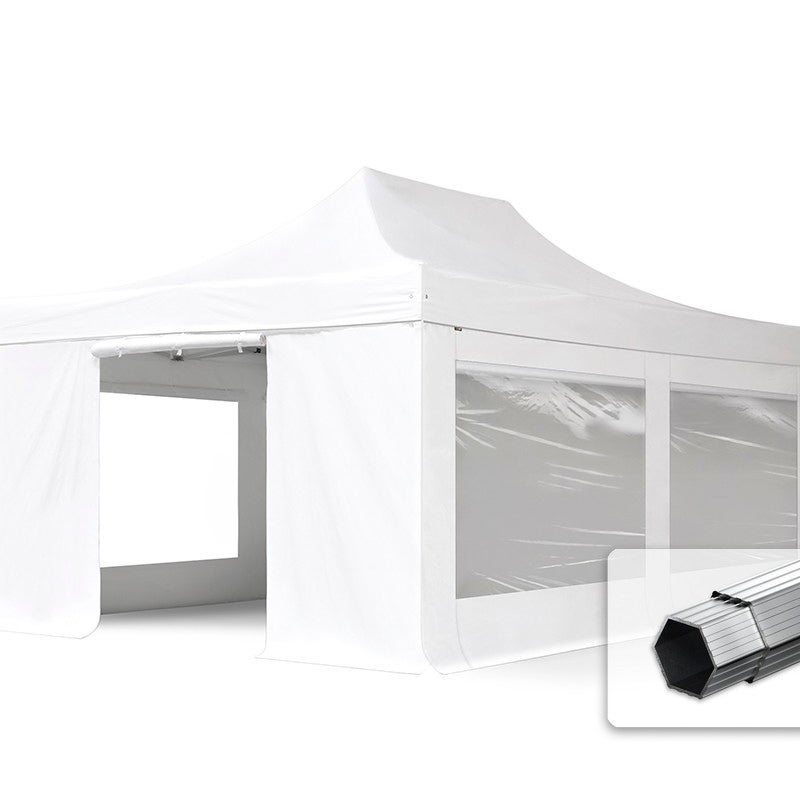 4x6 m Namiot Ekspresowy PROFESSIONAL Alu 50 mm, ze ścianami bocznymi, okna panoramiczne , biały
