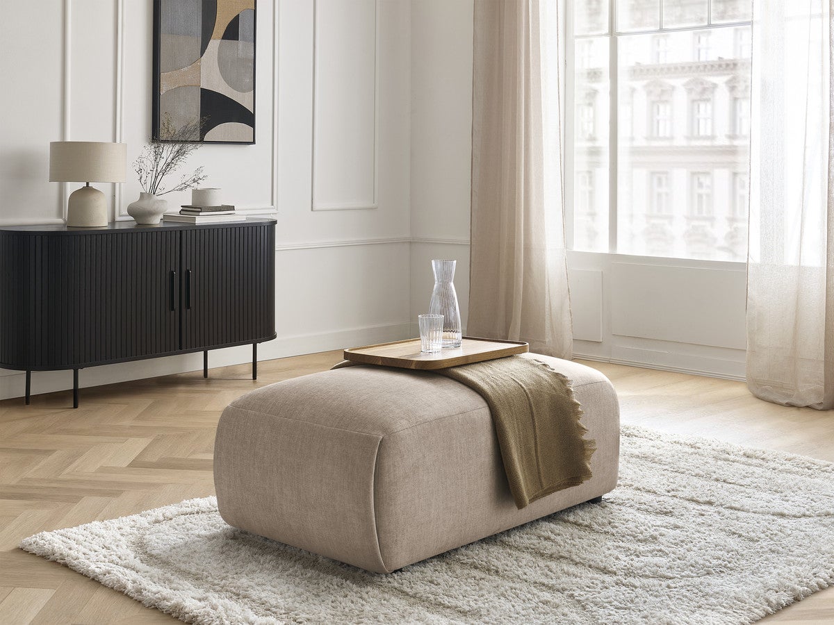 Pouf petit JANA tissu velours BOBOCHIC 1 place Taupe | Leroy Merlin