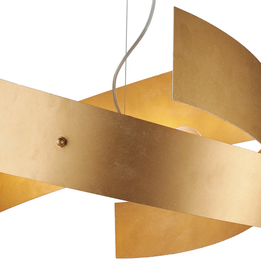 Suspension Elisa fer blanc, découpe laser, déco or antique, câble acier réglable, 3 lumières d.57 cm - 4