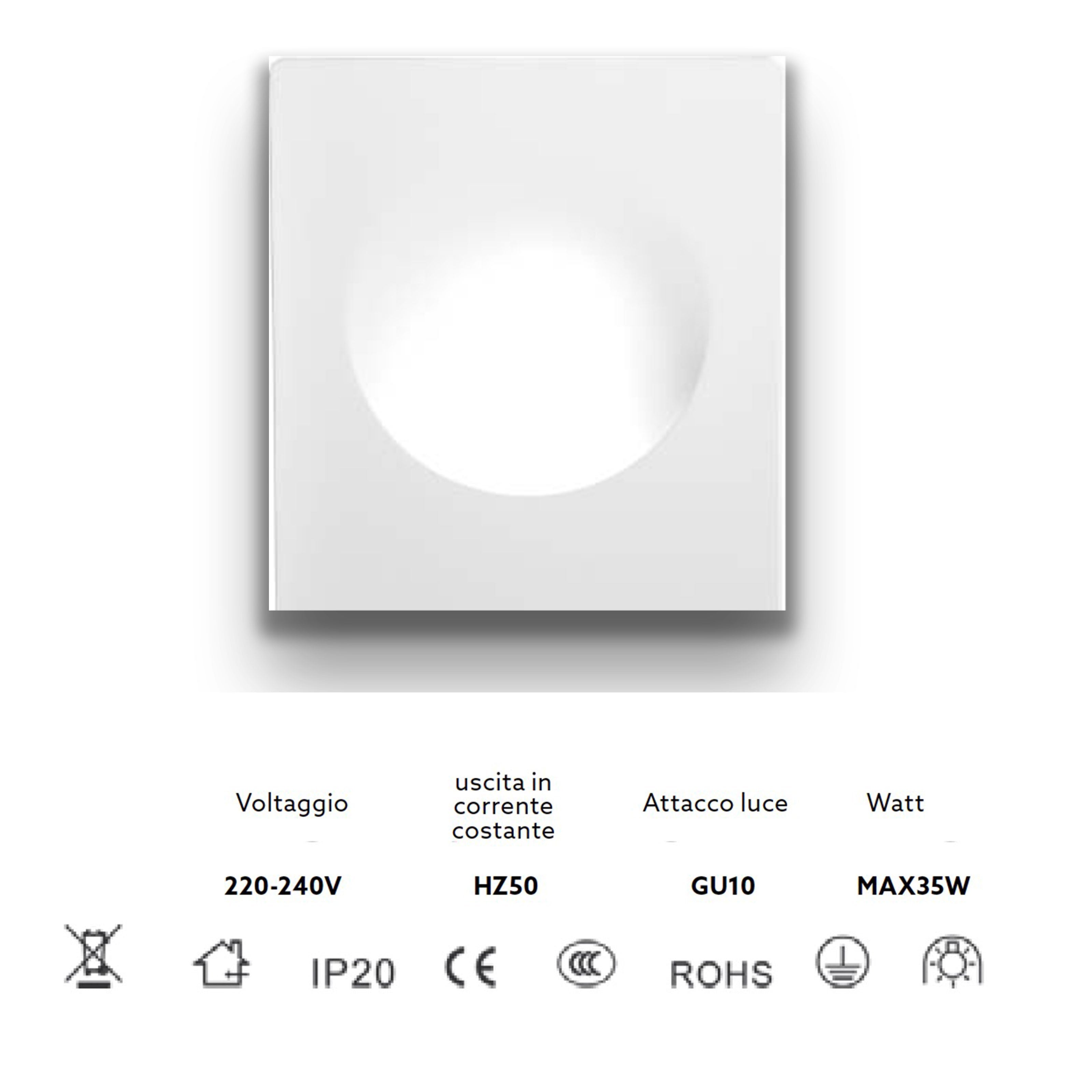 *STOCK* GHOST 350x290x75mm orifício 13cm 40W GU10 IP20 suporte para holofotes de gesso cerâmico embutido - 6