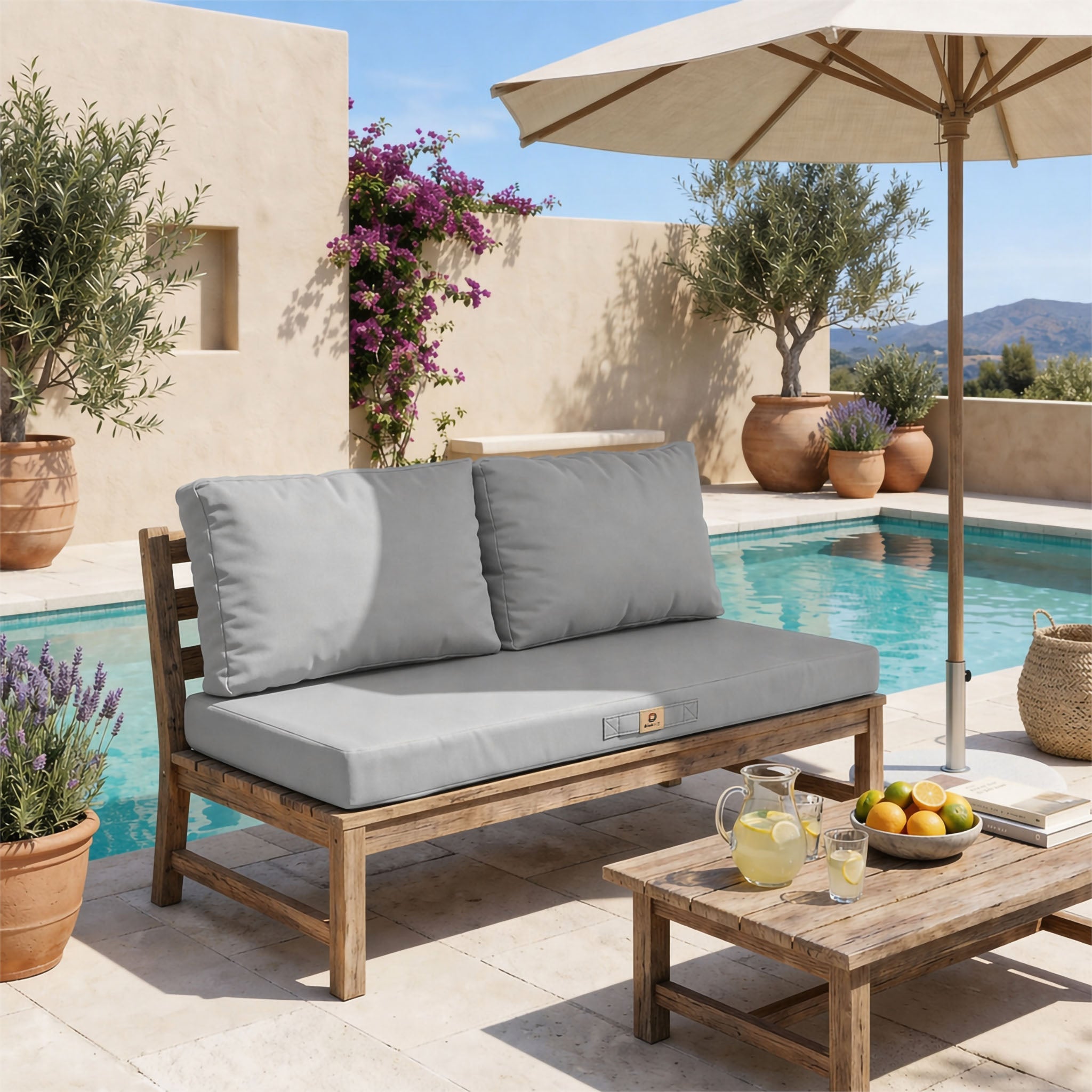 Coussins pour salon de jardin déhoussable 100x50cm Gris galet - 2