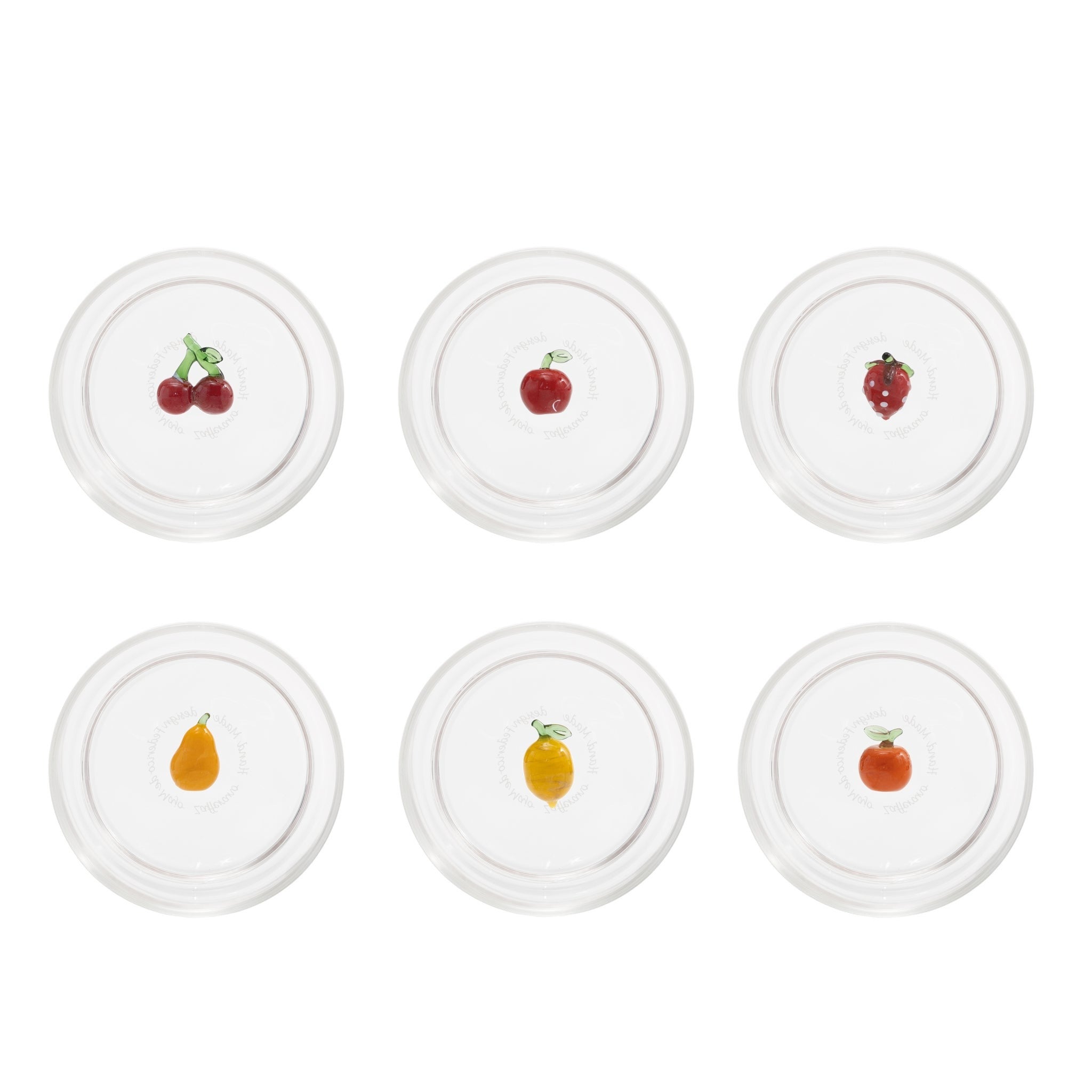 Zafferano Teca Frutta Mix - Zestaw 6 szklanek ze szkła borokrzemianowego z owocami - 35 cl kubek z podwójnym dnem, ręcznie zdobiony, łatwy do mycia