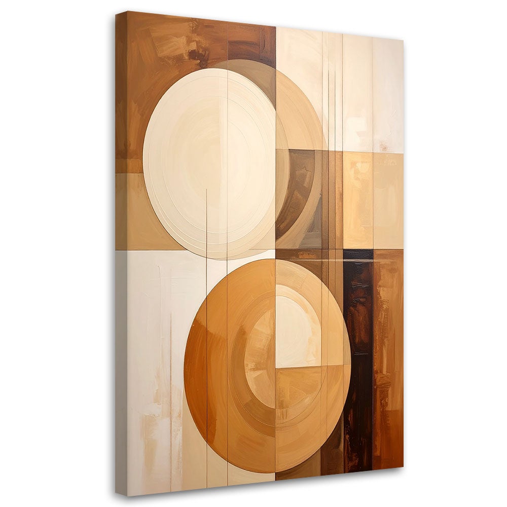 Obraz do salonu sypialni kuchni, Geometryczne koła w odcieniach beżu 40x60