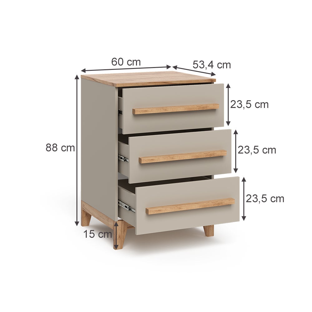 Vitalispa Kredens Malia, Kaszmir, 60 x 88 cm z 3 szufladami - 2