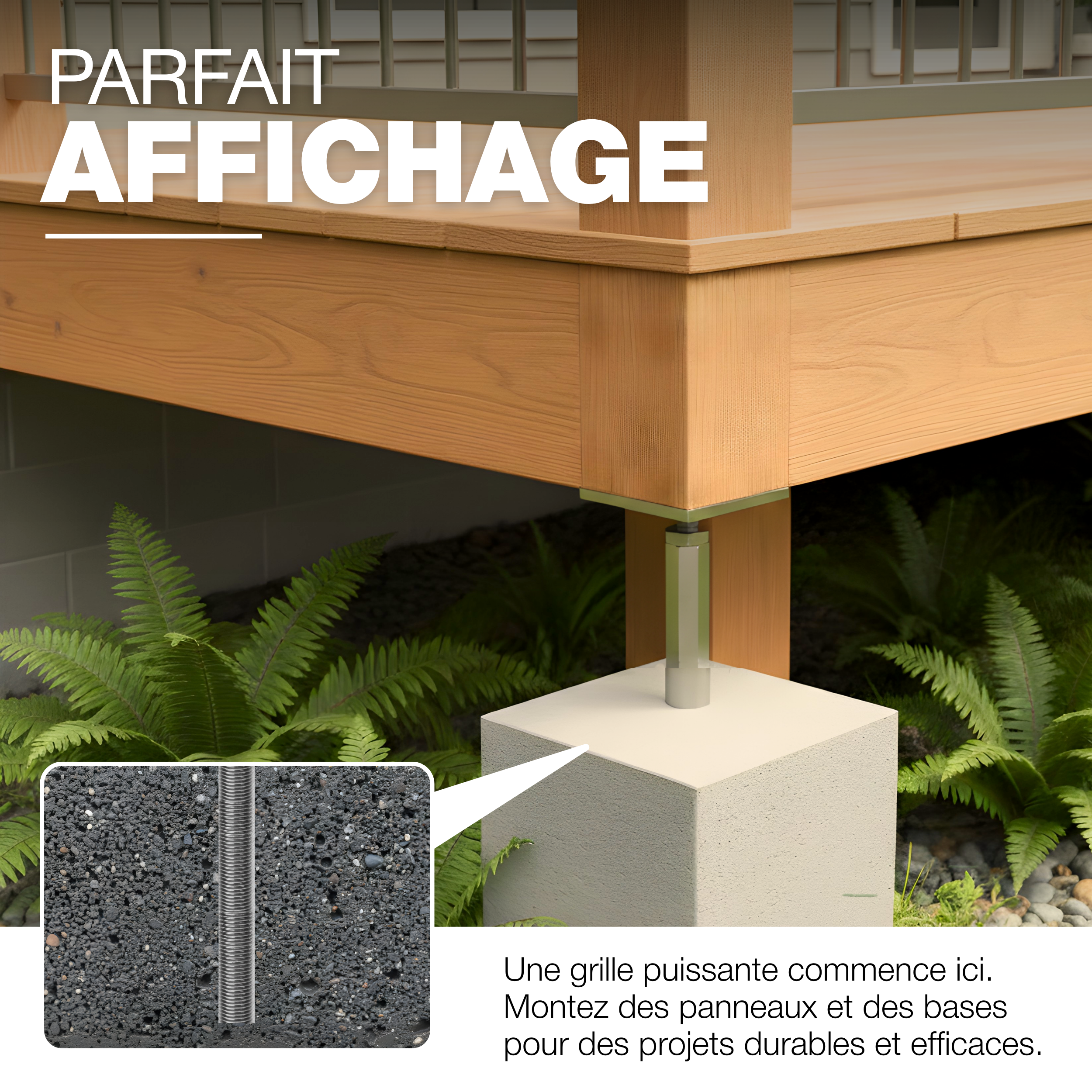 Support de poteau Galvanisé à chaud 80 x 80 mm hauteur reglable platine bois pied poteaux clôture GeZu Impex - 5