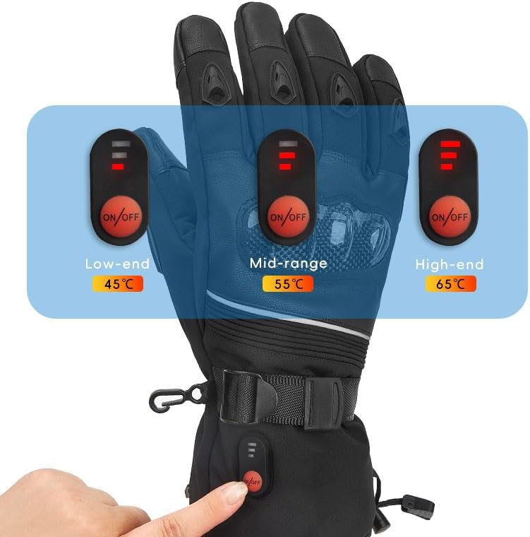 Gant Moto Chauffant 4000mäH Respirant Coupe-Vent - Réglage 3 Niveaux Écran Tactile pour Ski, Randonnée, Patinage & Sports Extérieur - 2