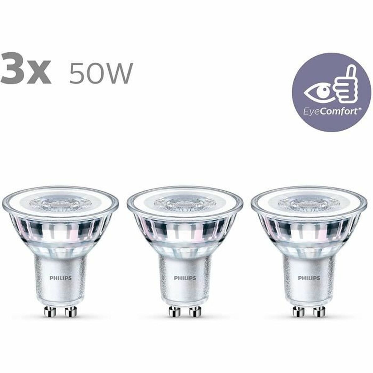 Philips, pack de 3 ampoules GU10 LED 50W, blanc chaud - 6