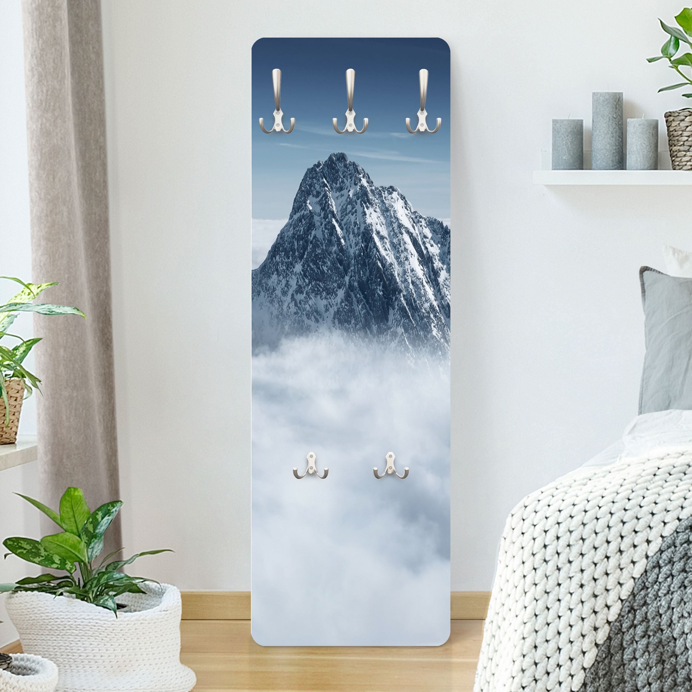 DEQORI Appendiabiti Da Parete In Vetro 60x30 Cm | Con Ganci, Magnetico E Scrivibile, Motivo Paesaggio Alienato
