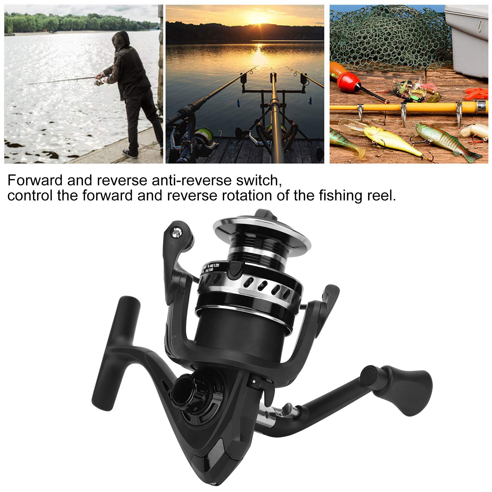 Accessorio per la pesca con zattera a dondolo con canna da pesca portatile in metallo con lenza da pesca (LS5000 argento nero) - 4