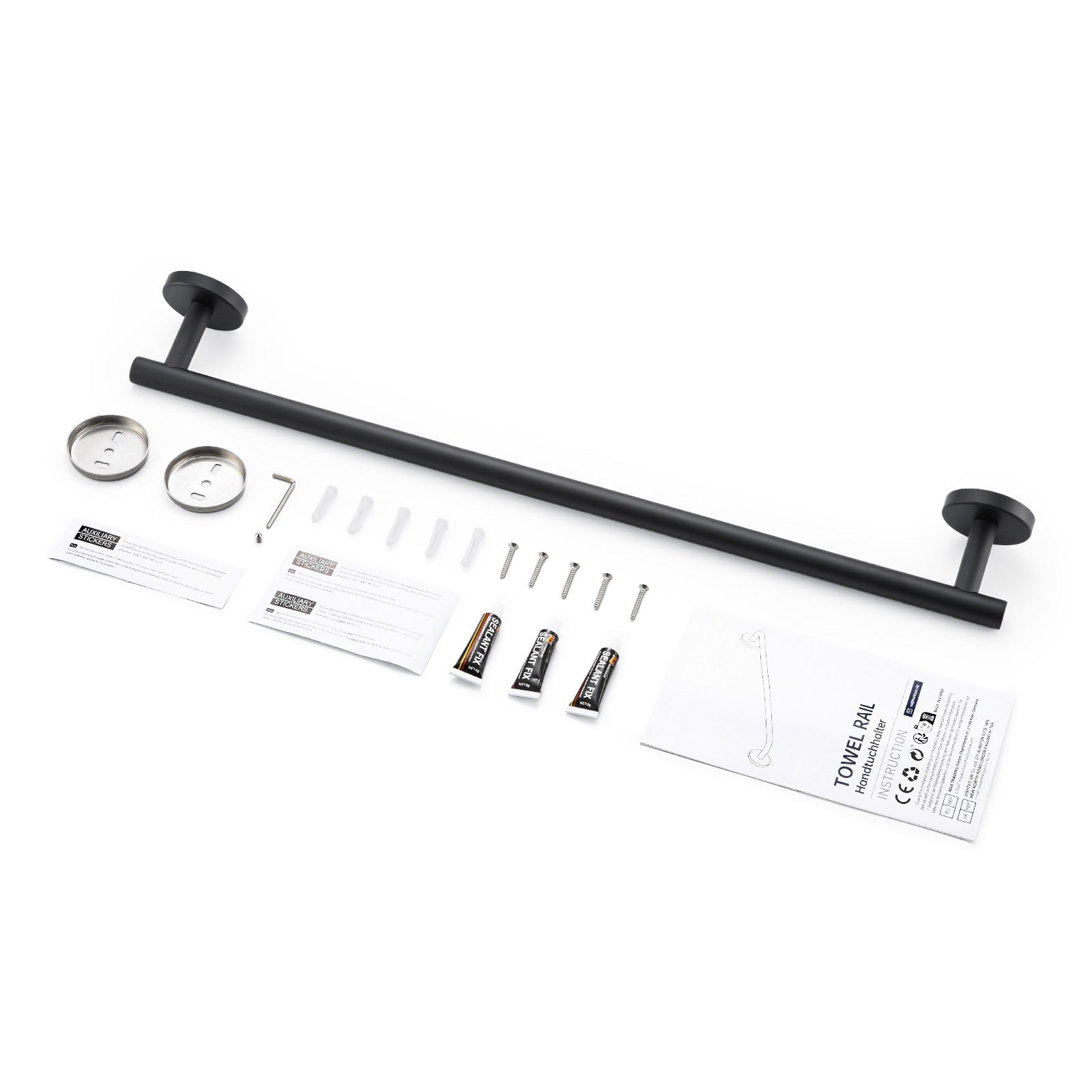 Porte-serviettes Multifonctionnel en Acier Inoxydable 304 Noir, Porte-serviettes Unipolaire Adapté pour Salle de Bain/Serviette Hygiénique/Cuisine - 9