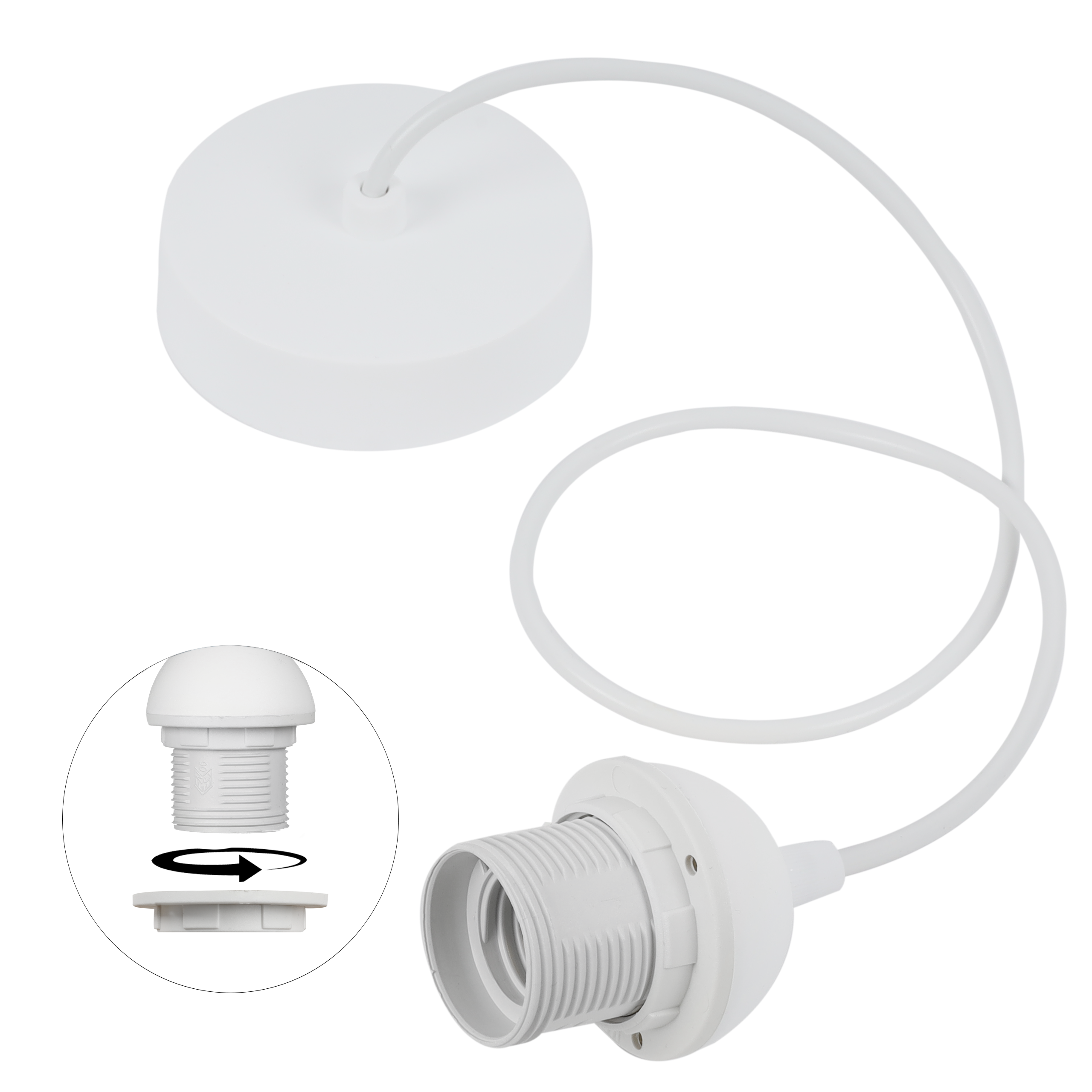 Zawiesie do lampy wiszącej 100cm oprawka stożek E27 biały