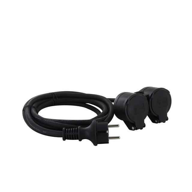 Prolongateur Schuko double tête 10m - IP44 - Chacon