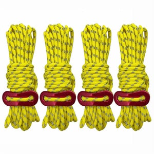 Corde De Camping Réfléchissante – 2x4m, Diam 4mm, Bloqueurs Alu, Piquets Lumineux, Pour Tente, Bâche, Kayak