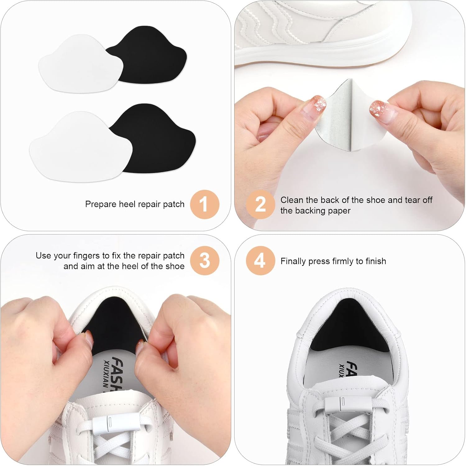 8 paires de patchs de réparation de talon en microfibre patch de réparation de talon auto-adhésif, patch de prévention des trous de chaussures pour la - 5