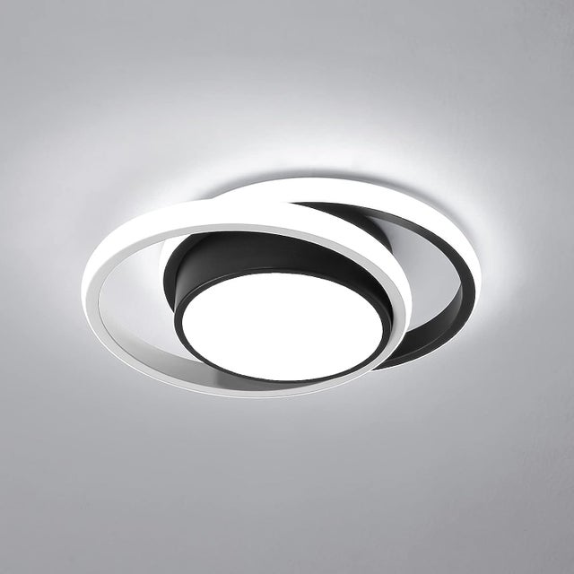 COMELY Plafonnier LED Moderne 32W Ø27CM, Luminaire Rond Noir et Blanc 6500K Lumière Blanche Froide, Lampe de Plafond Design pour Salon Couloir,Cuisine