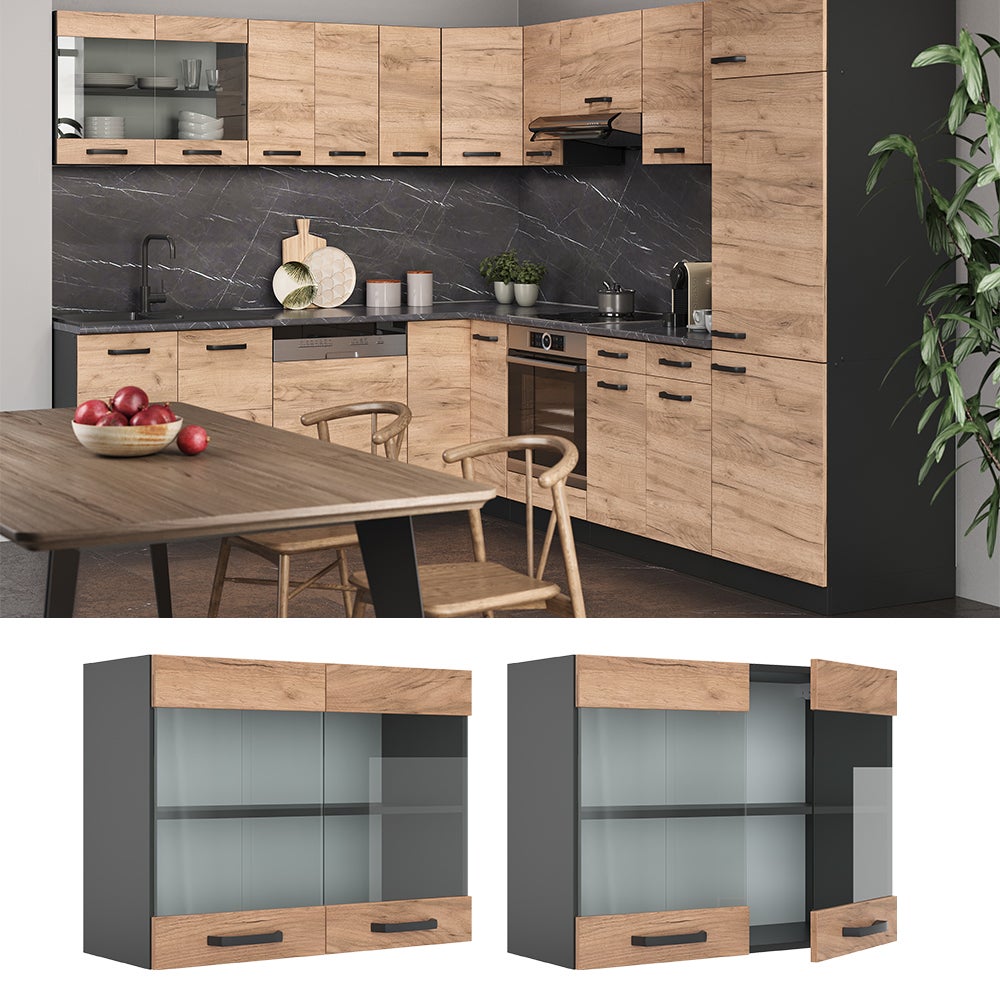 Vicco Armoire en verre R-Line, Chêne de force doré, 80cm - 2