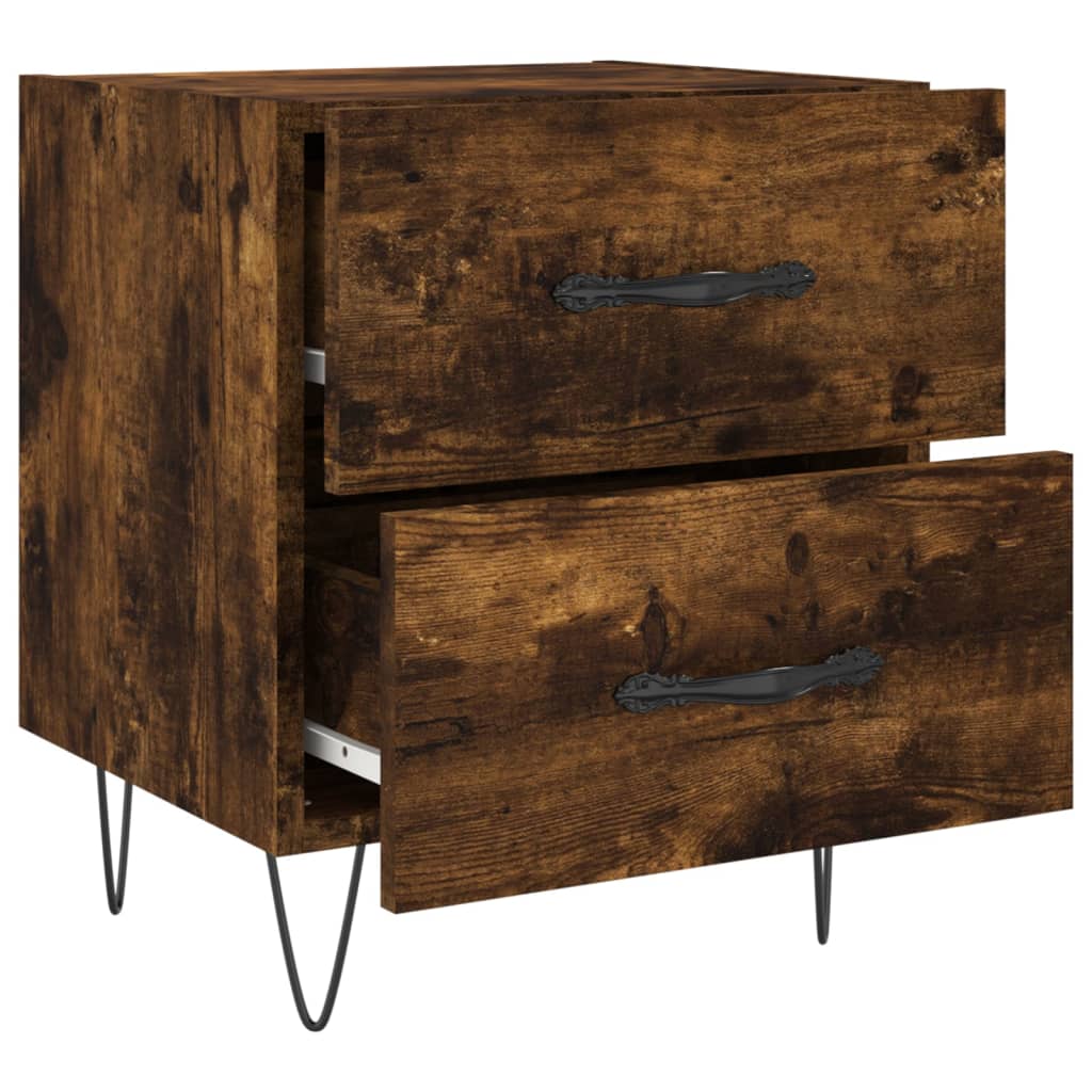 Maison Exclusive - Tables de chevet 2pcs chêne fumé 40x35x47,5cm bois d’ingénierie - 8