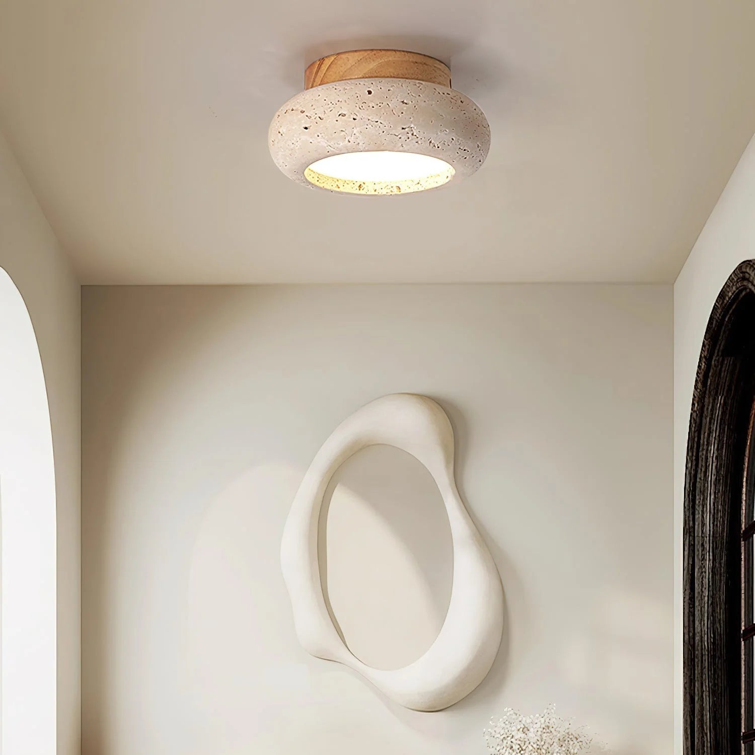 DLGLOLIN Lampada a sospensione in Travertino Giallo Naturale Lampadario