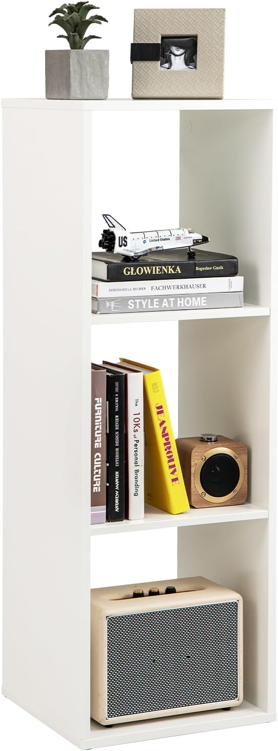 Étagère Ouverte Furinno Luder 3 Niveaux Blanc - 80cm De Haut Pour Salon Ou Bureau